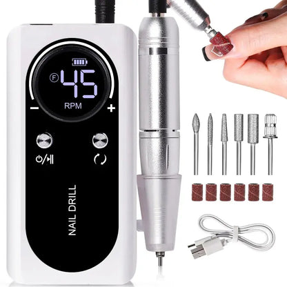 High-performance 45000rpm Portable Electric Nail Drill With Battery Quiet Design For Professional Manicure
