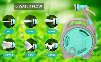 Practical Hose Reel with Spray Nozzle - Compact Garden Hose Reel for Easy Watering
