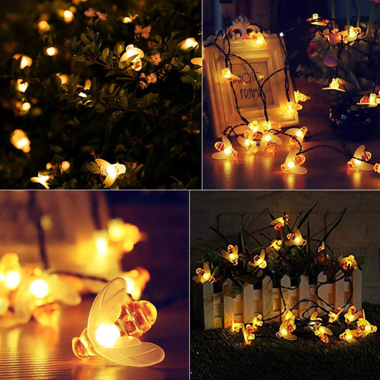 Solar Fairy Lights Bee - LED Decorative Lights For Garden & Patio , Outdoor Lighting With Bee Design