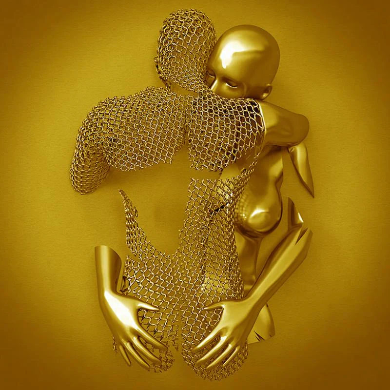 Love Canvas with Elegant Metal Figure in Modern Design