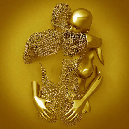 Love Canvas with Elegant Metal Figure in Modern Design