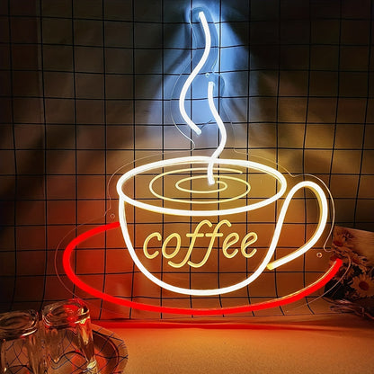 Led Neon Coffee Cup Wall Light