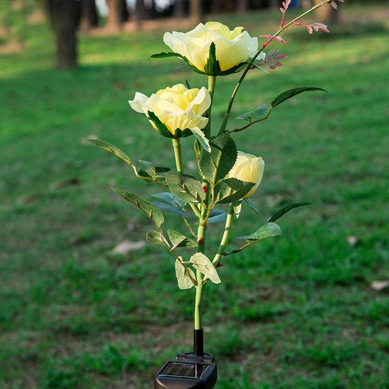 Solar - Powered Rose Lights - Garden Plug with Solar Panel for Decorative Lighting