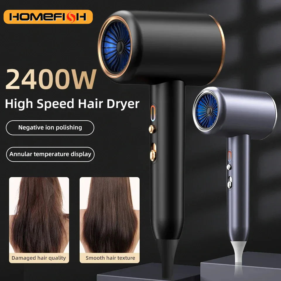 High-Performance Hair Dryer 2400W with Hot and Cold Air Function - Ion Technology