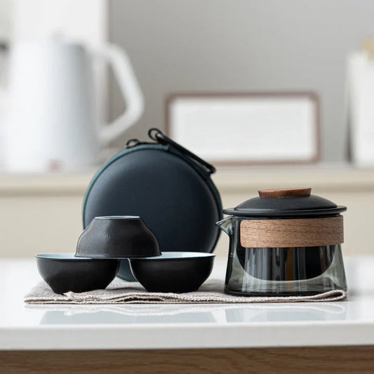 Portable And Stylish Tea Set With Teapot And Cups - Perfect For Travelling