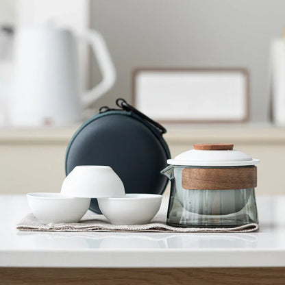 Portable And Stylish Tea Set With Teapot And Cups - Perfect For Travelling