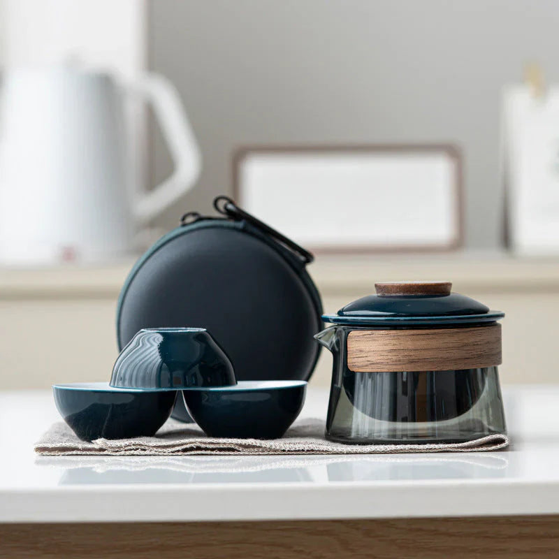 Portable And Stylish Tea Set With Teapot And Cups - Perfect For Travelling