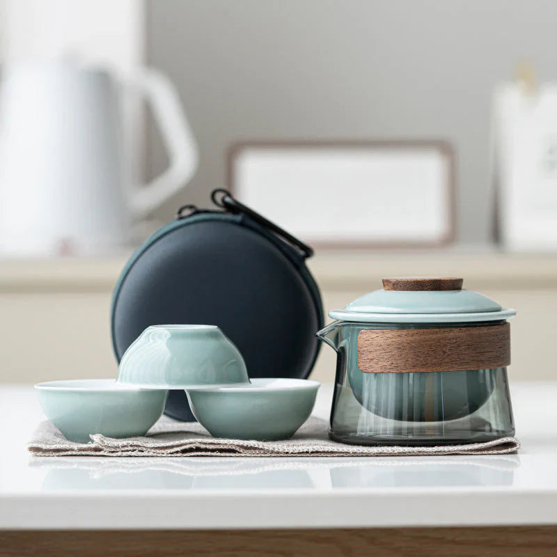 Portable And Stylish Tea Set With Teapot And Cups - Perfect For Travelling
