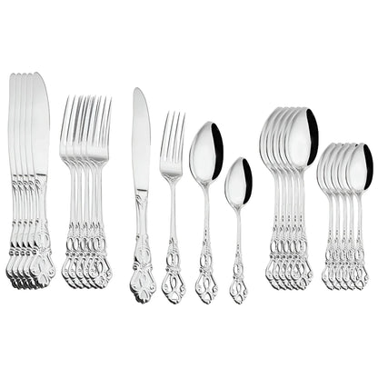 Luxurious 24 - Piece Gold Cutlery Set with Elegant Decoration