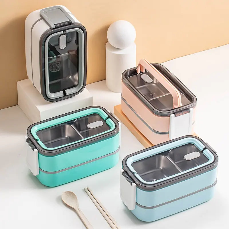 2 - Layer Stainless Steel Bento Lunch Box with Lid