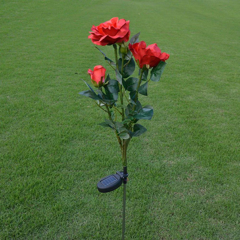 Solar - Powered Rose Lights - Garden Plug with Solar Panel for Decorative Lighting