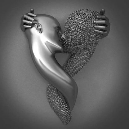 Love Canvas with Elegant Metal Figure in Modern Design