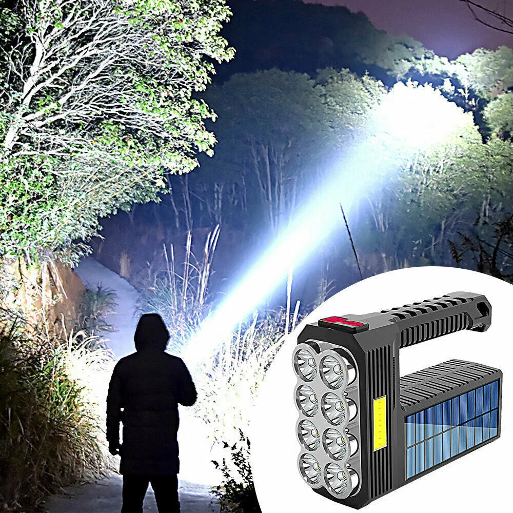 Solar Led Torch - Waterproof  Powerful Hand Torch With Lithium Battery