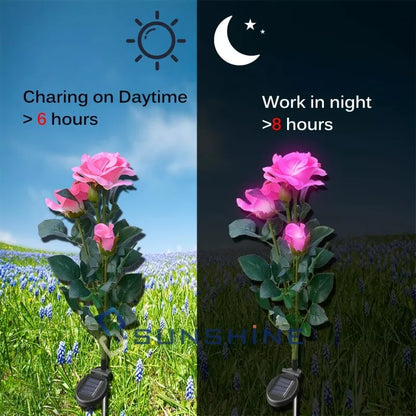 Solar - Powered Rose Lights - Garden Plug with Solar Panel for Decorative Lighting