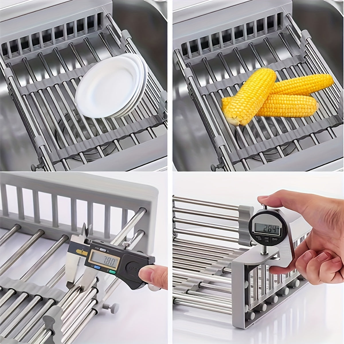 Extendable Sink Draining Rack - Space - Saving Crockery and Vegetable Holder for the Kitchen