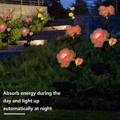 Solar - Powered Rose Lights - Garden Plug with Solar Panel for Decorative Lighting