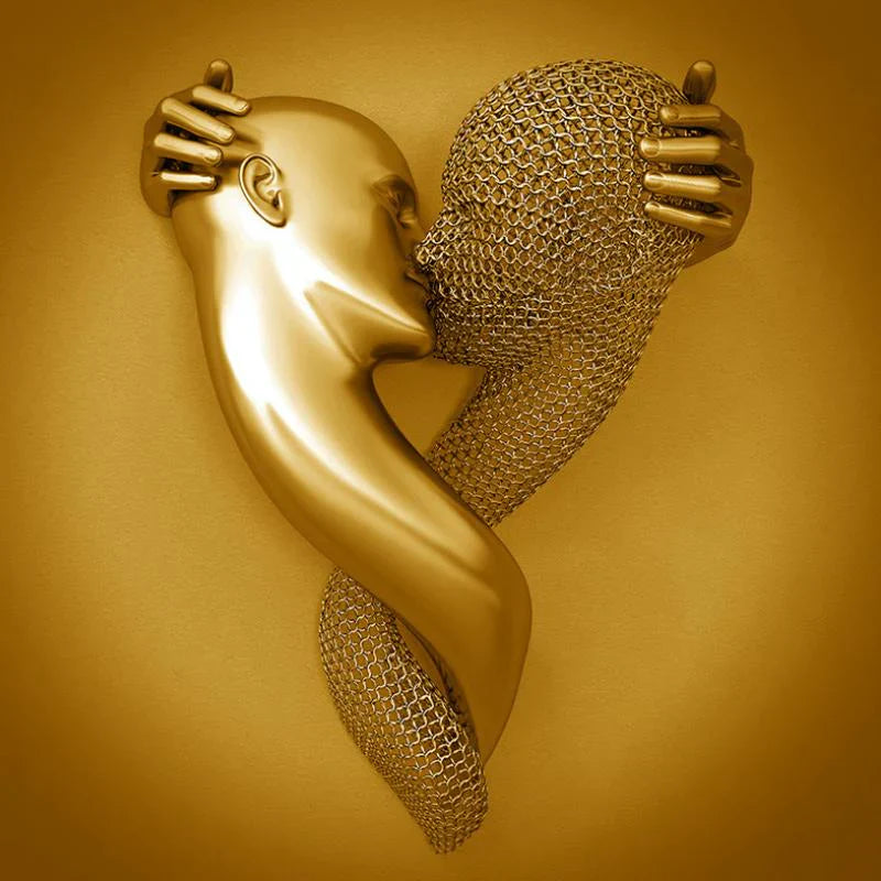 Love Canvas with Elegant Metal Figure in Modern Design