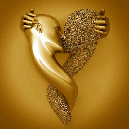 Love Canvas with Elegant Metal Figure in Modern Design