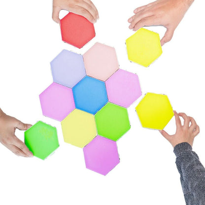 Interactive Hexagonal LED Panels With RGB Colour Control And Music Synchronisation