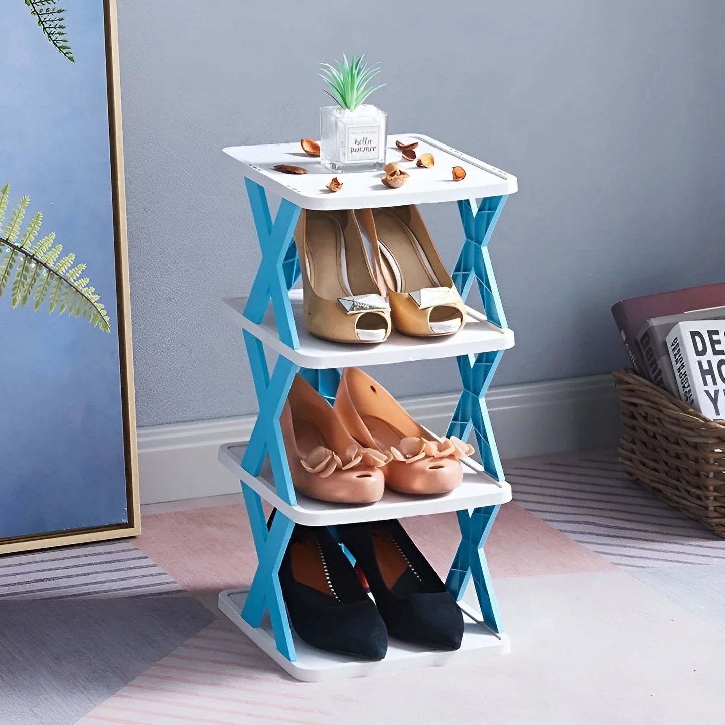 Multifunctional and Foldable Shoe Rack for Space - Saving Storage