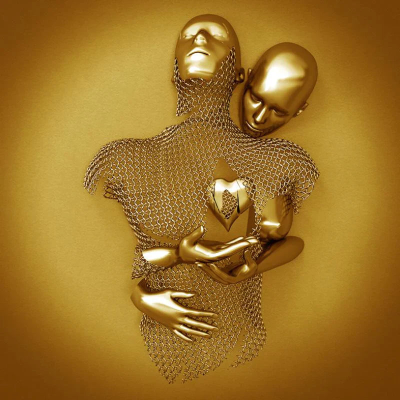 Love Canvas with Elegant Metal Figure in Modern Design