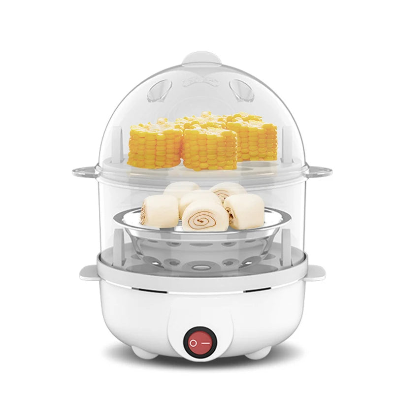 Electric Egg Cooker & Steamer - Compact Multifunctional Appliance for Perfect Eggs and Steamed Food